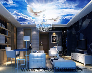 Pegions Sunny Day Clouds Peacful Sky 00074 Ceiling Wall Mural Wall paper Decal Wall Art Print Decor Kids wallpaper