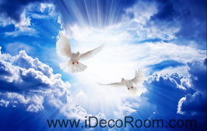 Pegions Sunny Day Clouds Peacful Sky 00074 Ceiling Wall Mural Wall paper Decal Wall Art Print Decor Kids wallpaper