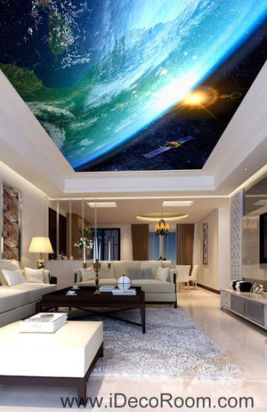 Sun Earth Ourterspace Satellite 00076 Ceiling Wall Mural Wall paper Decal Wall Art Print Decor Kids wallpaper