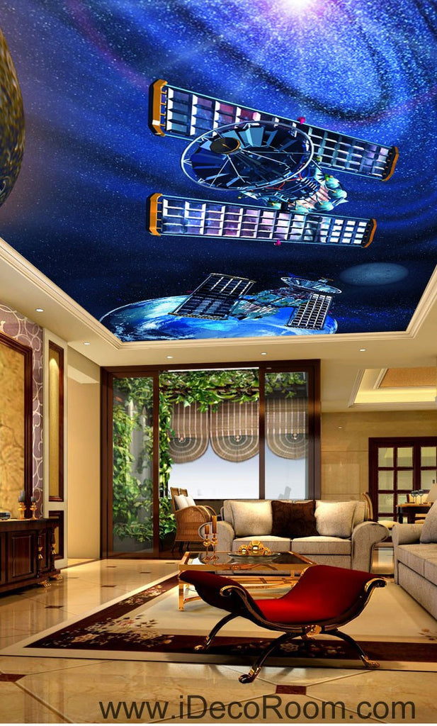 Satellite Earth Outerspace Planet 00078 Ceiling Wall Mural Wall paper Decal Wall Art Print Decor Kids wallpaper