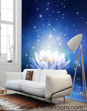 Blue Lotus Star Night 00095 Ceiling Wall Mural Wall paper Decal Wall Art Print Decor Kids wallpaper