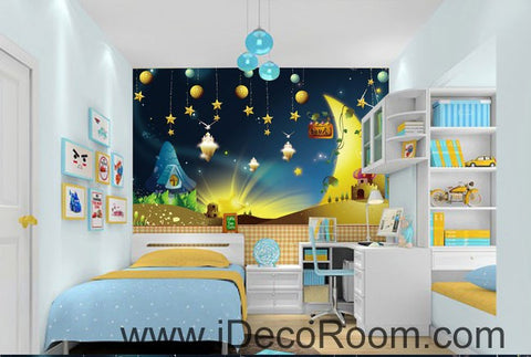 Image of Fairy Tale Star Night Moon 00097 Ceiling Wall Mural Wall paper Decal Wall Art Print Decor Kids wallpaper