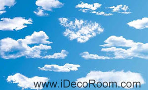 Sunny Day Blue Sky White Clouds Wallpaper Wall Decals Wall Art Print Business Kids Wall Paper Nursery Mural Home Decor Removable Wall Stickers Ceiling Decal