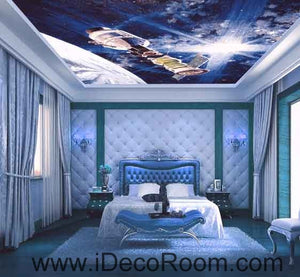 Outer Space Star Sun Lignt Wallpaper Wall Decals Wall Art Print Business Kids Wall Paper Nursery Mural Home Decor Removable Wall Stickers Ceiling Decal