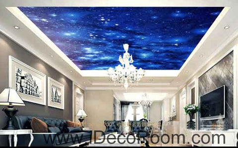 Image of Twinkle Stars Night Sky Wallpaper Wall Decals Wall Art Print Business Kids Wall Paper Nursery Mural Home Decor Removable Wall Stickers Ceiling Decal
