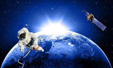 Image of Astronauts Outerspace Walking Wallpaper Wall Decals Wall Art Print Business Kids Wall Paper Nursery Mural Home Decor Removable Wall Stickers Ceiling Decal