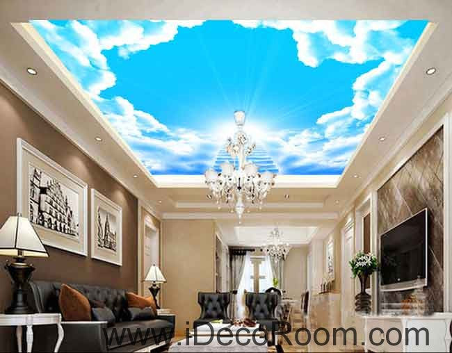 Sunlight Heaven Stage Clouds Sky Wallpaper Wall Decals Wall Art Print Business Kids Wall Paper Nursery Mural Home Decor Removable Wall Stickers Ceiling Decal