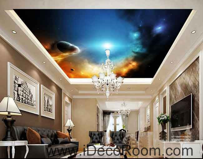 Star Light Planets Wallpaper Wall Decals Wall Art Print Business Kids Wall Paper Nursery Mural Home Decor Removable Wall Stickers Ceiling Decal