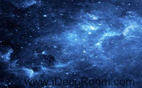 Image of Dark Blue Night Sky Wallpaper Wall Decals Wall Art Print Business Kids Wall Paper Nursery Mural Home Decor Removable Wall Stickers Ceiling Decal
