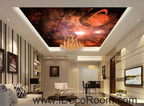 Image of Nebula Red Planet Wallpaper Wall Decals Wall Art Print Business Kids Wall Paper Nursery Mural Home Decor Removable Wall Stickers Ceiling Decal