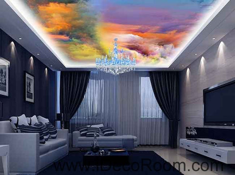 Image of Colorful Clouds Moving Wallpaper Wall Decals Wall Art Print Business Kids Wall Paper Nursery Mural Home Decor Removable Wall Stickers Ceiling Decal