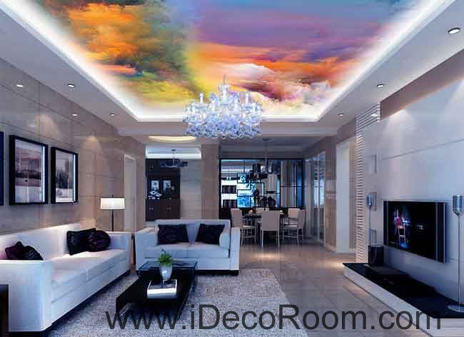 Colorful Clouds Moving Wallpaper Wall Decals Wall Art Print Business Kids Wall Paper Nursery Mural Home Decor Removable Wall Stickers Ceiling Decal