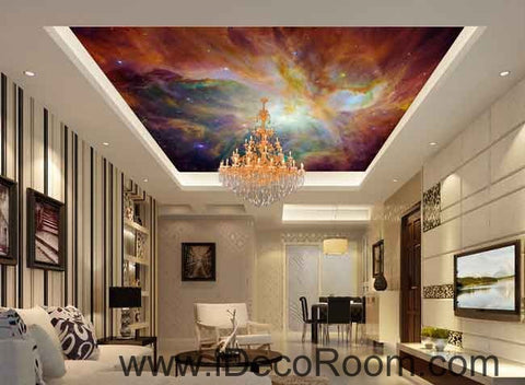 Image of Colorful Clouds Star Sky Wallpaper Wall Decals Wall Art Print Business Kids Wall Paper Nursery Mural Home Decor Removable Wall Stickers Ceiling Decal