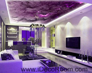 Purple Marble Cloud Pattern Wallpaper Wall Decals Wall Art Print Business Kids Wall Paper Nursery Mural Home Decor Removable Wall Stickers Ceiling Decal