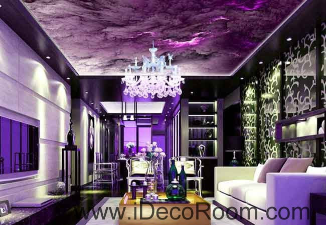 Purple Marble Cloud Pattern Wallpaper Wall Decals Wall Art Print Business Kids Wall Paper Nursery Mural Home Decor Removable Wall Stickers Ceiling Decal