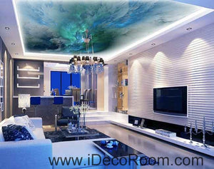 Turqoise Marble Clouds Pattern Wallpaper Wall Decals Wall Art Print Business Kids Wall Paper Nursery Mural Home Decor Removable Wall Stickers Ceiling Decal