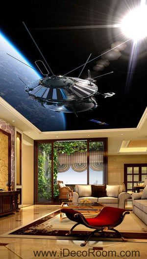 Space Craft Outerspace Wallpaper Wall Decals Wall Art Print Business Kids Wall Paper Nursery Mural Home Decor Removable Wall Stickers Ceiling Decal