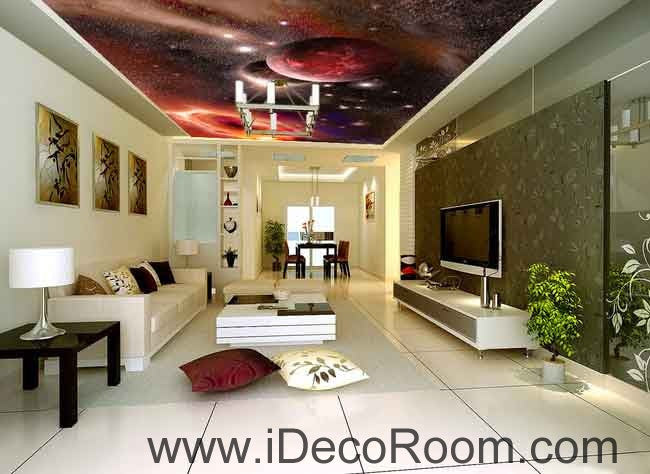 Planets Outerspace Galaxy Wallpaper Wall Decals Wall Art Print Business Kids Wall Paper Nursery Mural Home Decor Removable Wall Stickers Ceiling Decal