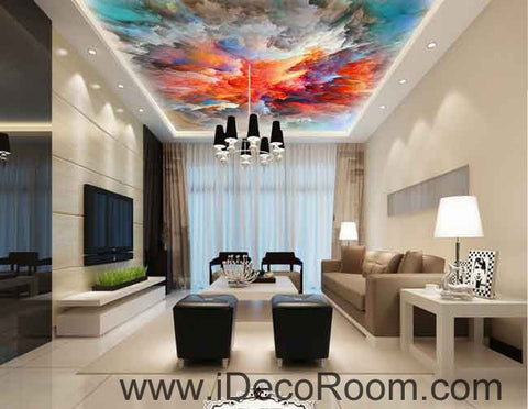 Image of Abstract Clouds Color Pattern Wallpaper Wall Decals Wall Art Print Business Kids Wall Paper Nursery Mural Home Decor Removable Wall Stickers Ceiling Decal