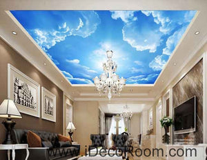 Sunny Day Clouds Clear Sky Wallpaper Wall Decals Wall Art Print Business Kids Wall Paper Nursery Mural Home Decor Removable Wall Stickers Ceiling Decal