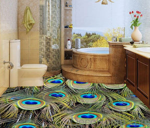 Peacock Feather Luxury 00014 Floor Decals 3D Wallpaper Wall Mural Stickers Print Art Bathroom Decor Living Room Kitchen Waterproof Business Home Office Gift