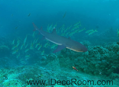 Image of Shark Under the Sea Fish 00019 Floor Decals 3D Wallpaper Wall Mural Stickers Print Art Bathroom Decor Living Room Kitchen Waterproof Business Home Office Gift