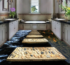 Stone Stage Fish in Water 00024 Floor Decals 3D Wallpaper Wall Mural Stickers Print Art Bathroom Decor Living Room Kitchen Waterproof Business Home Office Gift