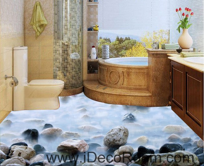 Fog Stone Rock 00028 Floor Decals 3D Wallpaper Wall Mural Stickers Print Art Bathroom Decor Living Room Kitchen Waterproof Business Home Office Gift