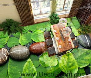 Stone Line Large Leaves 00036 Floor Decals 3D Wallpaper Wall Mural Stickers Print Art Bathroom Decor Living Room Kitchen Waterproof Business Home Office Gift