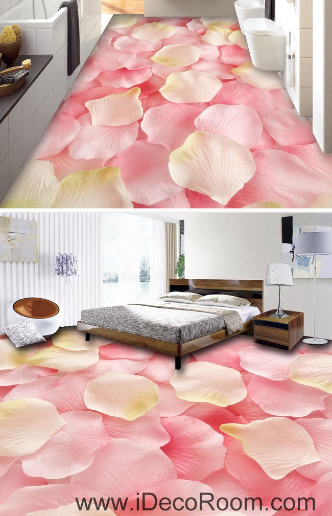 Pink Rose Petals Full 00047 Floor Decals 3D Wallpaper Wall Mural Stickers Print Art Bathroom Decor Living Room Kitchen Waterproof Business Home Office Gift