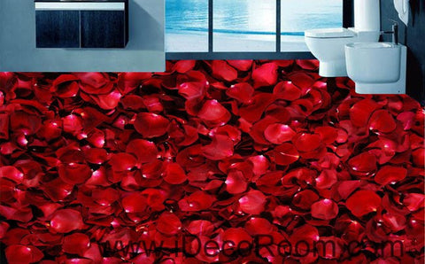 Image of Red Roses Lover Wedding Decor Gift 00050 Floor Decals 3D Wallpaper Wall Mural Stickers Print Art Bathroom Decor Living Room Kitchen Waterproof Business Home Office Gift