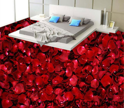 Image of Red Roses Lover Wedding Decor Gift 00050 Floor Decals 3D Wallpaper Wall Mural Stickers Print Art Bathroom Decor Living Room Kitchen Waterproof Business Home Office Gift