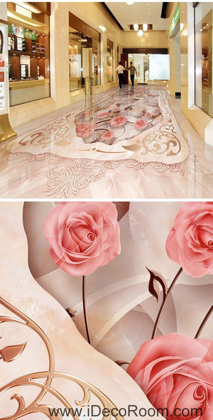 Pink Rose Carpet Shape 00055 Floor Decals 3D Wallpaper Wall Mural Stickers Print Art Bathroom Decor Living Room Kitchen Waterproof Business Home Office Gift