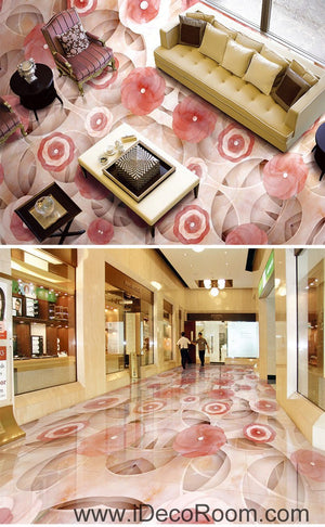 Pink Flower Circle 00056 Floor Decals 3D Wallpaper Wall Mural Stickers Print Art Bathroom Decor Living Room Kitchen Waterproof Business Home Office Gift
