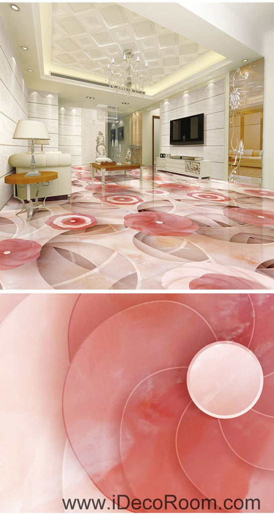 Pink Flower Circle 00056 Floor Decals 3D Wallpaper Wall Mural Stickers Print Art Bathroom Decor Living Room Kitchen Waterproof Business Home Office Gift