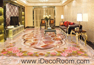 Rose Edge Circle Carpet Shape 00060 Floor Decals 3D Wallpaper Wall Mural Stickers Print Art Bathroom Decor Living Room Kitchen Waterproof Business Home Office Gift