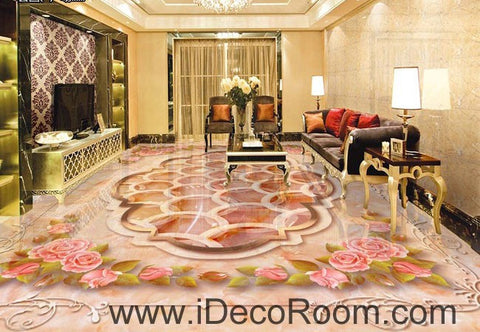 Image of Rose Edge Circle Carpet Shape 00060 Floor Decals 3D Wallpaper Wall Mural Stickers Print Art Bathroom Decor Living Room Kitchen Waterproof Business Home Office Gift