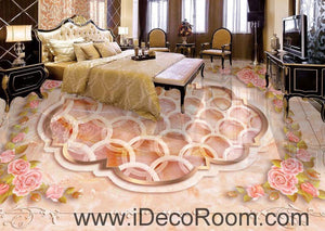 Rose Edge Circle Carpet Shape 00060 Floor Decals 3D Wallpaper Wall Mural Stickers Print Art Bathroom Decor Living Room Kitchen Waterproof Business Home Office Gift