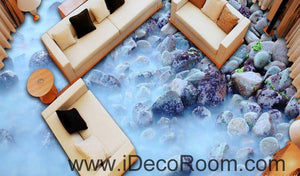 Fog Stones Rock 00063 Floor Decals 3D Wallpaper Wall Mural Stickers Print Art Bathroom Decor Living Room Kitchen Waterproof Business Home Office Gift