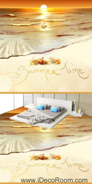Summer Time Sunset Shell Pearl 00064 Floor Decals 3D Wallpaper Wall Mural Stickers Print Art Bathroom Decor Living Room Kitchen Waterproof Business Home Office Gift
