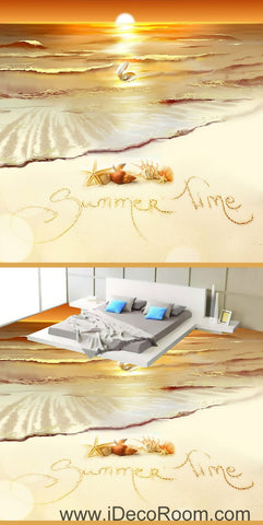 Image of Summer Time Sunset Shell Pearl 00064 Floor Decals 3D Wallpaper Wall Mural Stickers Print Art Bathroom Decor Living Room Kitchen Waterproof Business Home Office Gift