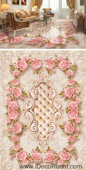 Large Rose Leaves Edge Pattern 00066 Floor Decals 3D Wallpaper Wall Mural Stickers Print Art Bathroom Decor Living Room Kitchen Waterproof Business Home Office Gift