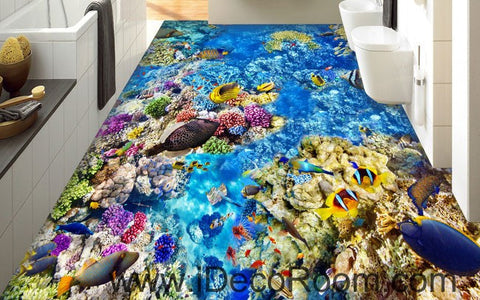 Image of Anemone Fish Colorful Coral Seabed Seafloor 00067 Floor Decals 3D Wallpaper Wall Mural Stickers Print Art Bathroom Decor Living Room Kitchen Waterproof Business Home Office Gift
