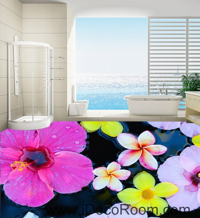 Large Tropical Flower 00077 Floor Decals 3D Wallpaper Wall Mural Stickers Print Art Bathroom Decor Living Room Kitchen Waterproof Business Home Office Gift