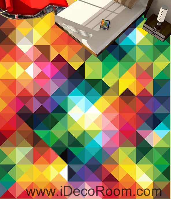 Geometric Rainbow Color Trangle 00078 Floor Decals 3D Wallpaper Wall Mural Stickers Print Art Bathroom Decor Living Room Kitchen Waterproof Business Home Office Gift