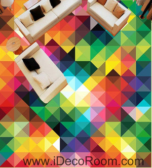 Geometric Rainbow Color Trangle 00078 Floor Decals 3D Wallpaper Wall Mural Stickers Print Art Bathroom Decor Living Room Kitchen Waterproof Business Home Office Gift