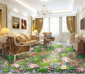 Water Lily Lotus Color Fish lilypad 00083 Floor Decals 3D Wallpaper Wall Mural Stickers Print Art Bathroom Decor Living Room Kitchen Waterproof Business Home Office Gift