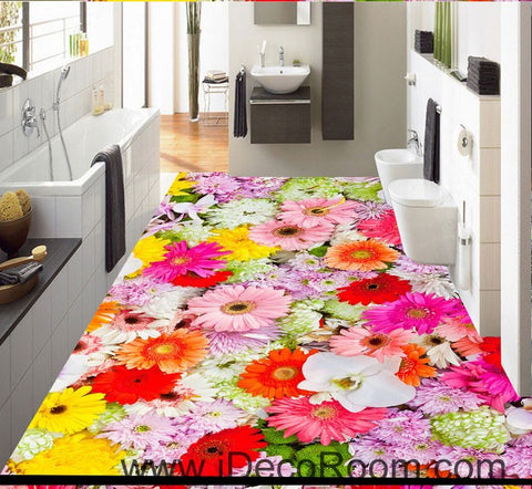Image of Colorful Flowers Daisy Wedding 00088 Floor Decals 3D Wallpaper Wall Mural Stickers Print Art Bathroom Decor Living Room Kitchen Waterproof Business Home Office Gift
