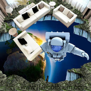 Outspace Astronaut Earth 00091 Floor Decals 3D Wallpaper Wall Mural Stickers Print Art Bathroom Decor Living Room Kitchen Waterproof Business Home Office Gift