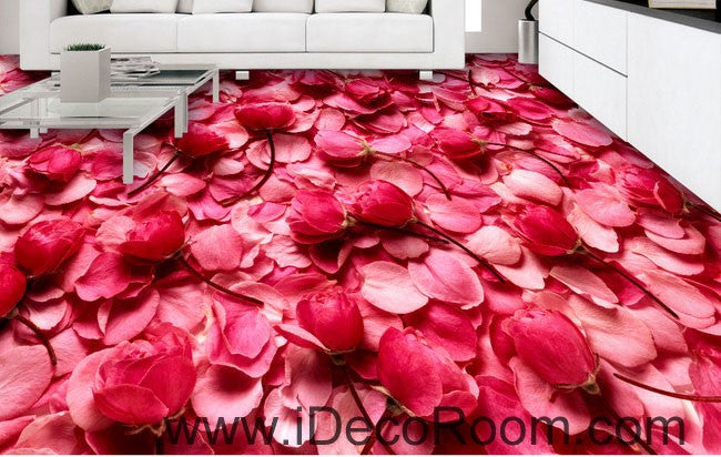 Pink Rose Lover Anniversary Wedding Decor 00092 Floor Decals 3D Wallpaper Wall Mural Stickers Print Art Bathroom Decor Living Room Kitchen Waterproof Business Home Office Gift